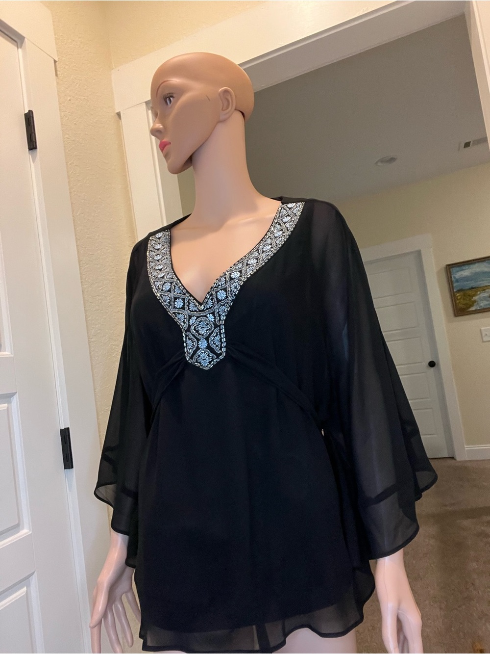 White House Black Market Black Top with Branded Neck Tag